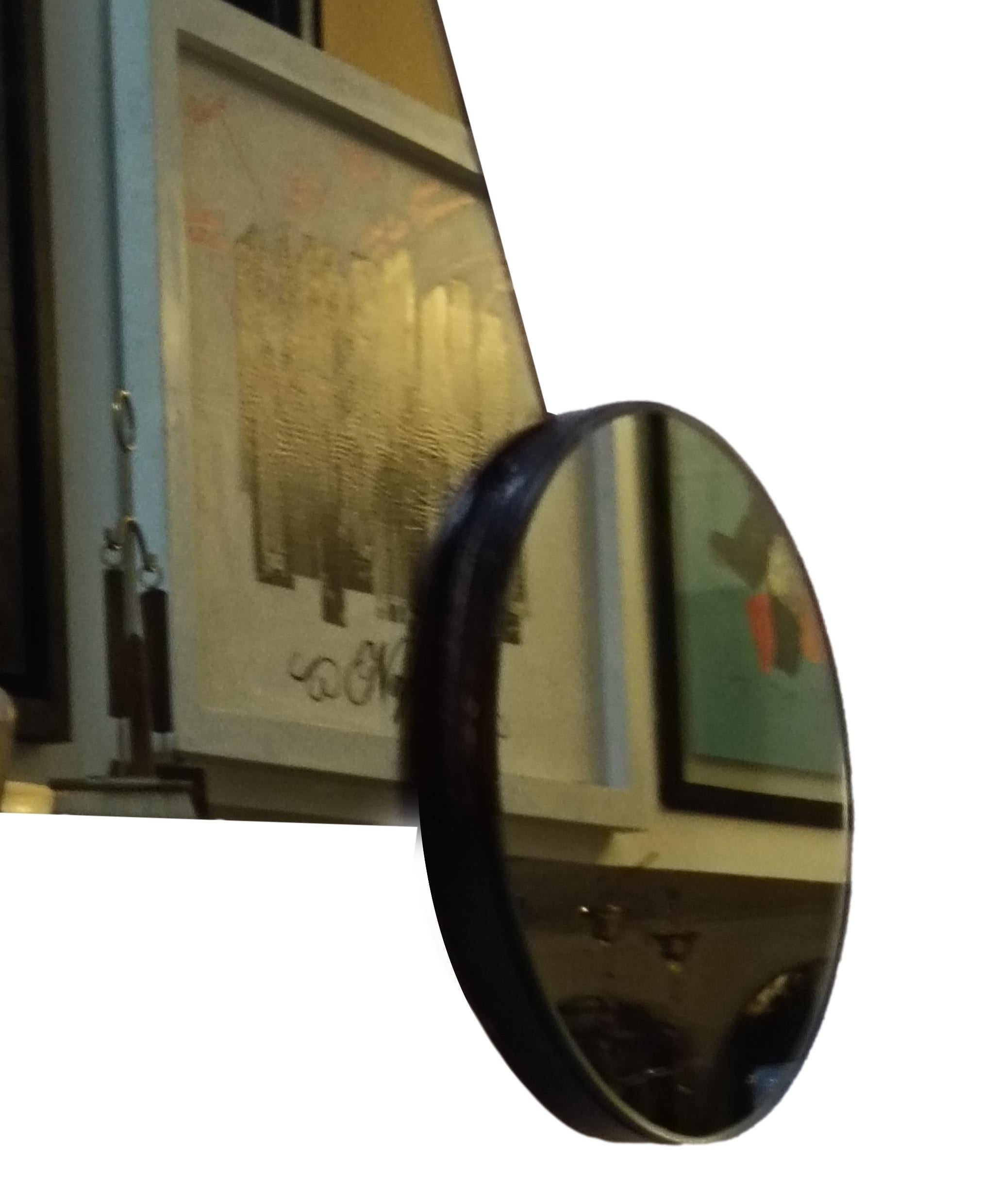 Triangular Shaped Wall Mirror with Three Circular Mirrors, Italy 1970s In Good Condition For Sale In Naples, IT