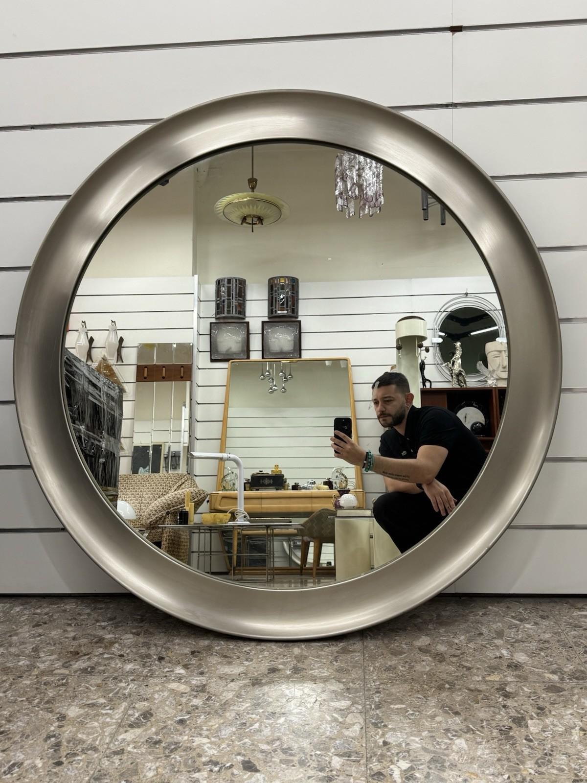 Specchio Da Parete Di Sergio Mazza Per Artemide Mod. Narciso Anni ‘70 (Aluminium) im Angebot
