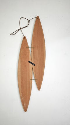 Miroir mural ovale en bois, design moderne du milieu du siècle, Italie 1960/70