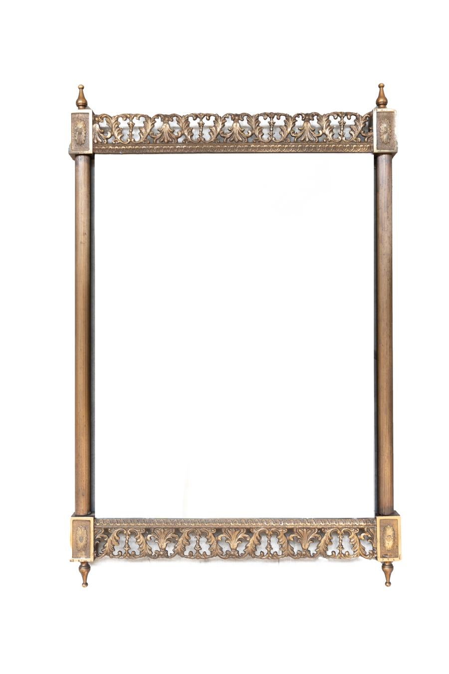 Wall mirror, brass with carved and pierced profiles at the top and For Sale 6