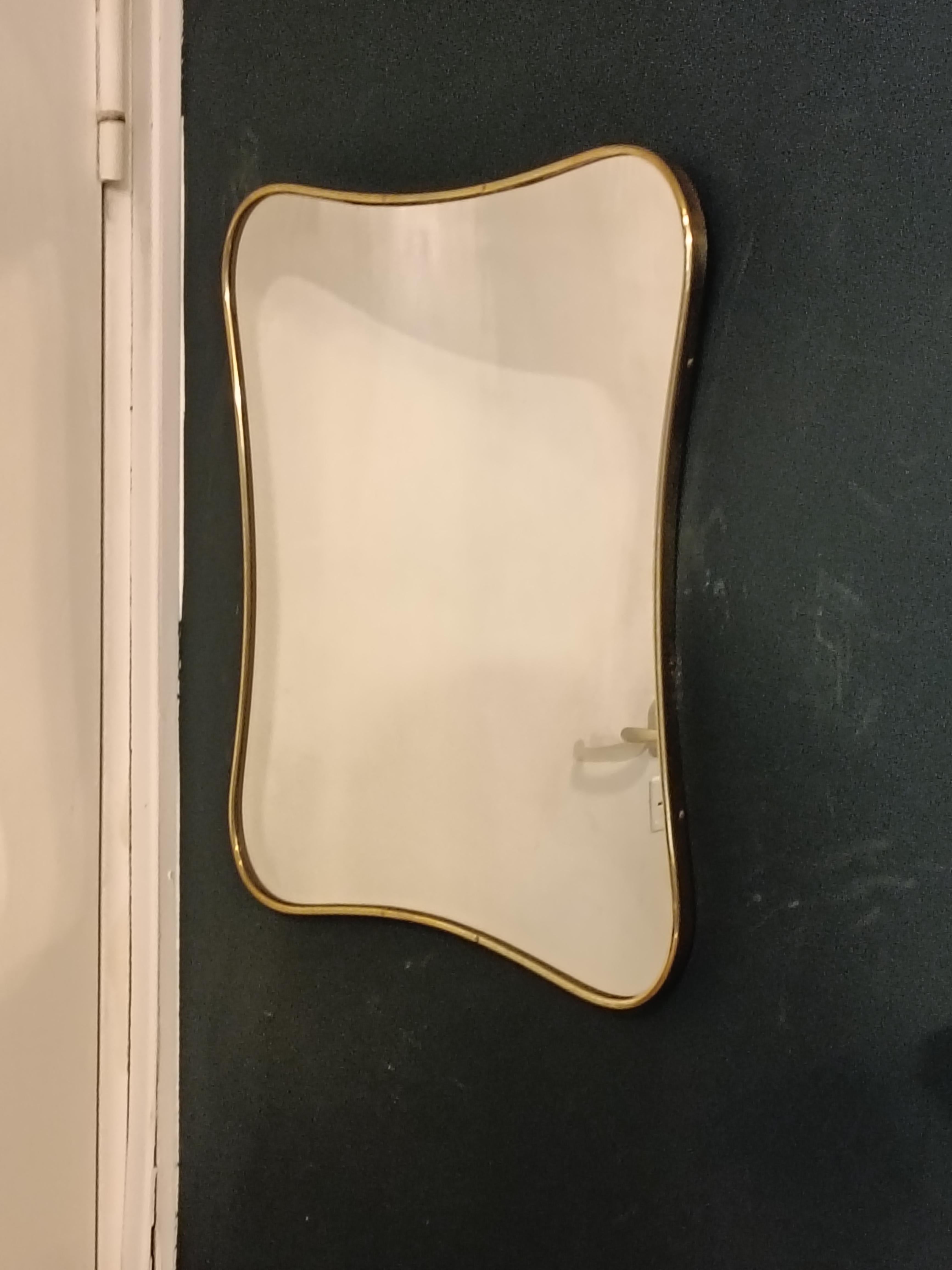 Specchio da Parete in Ottone nello Stile di Gio Ponti, Italia 1960s in vendita 1