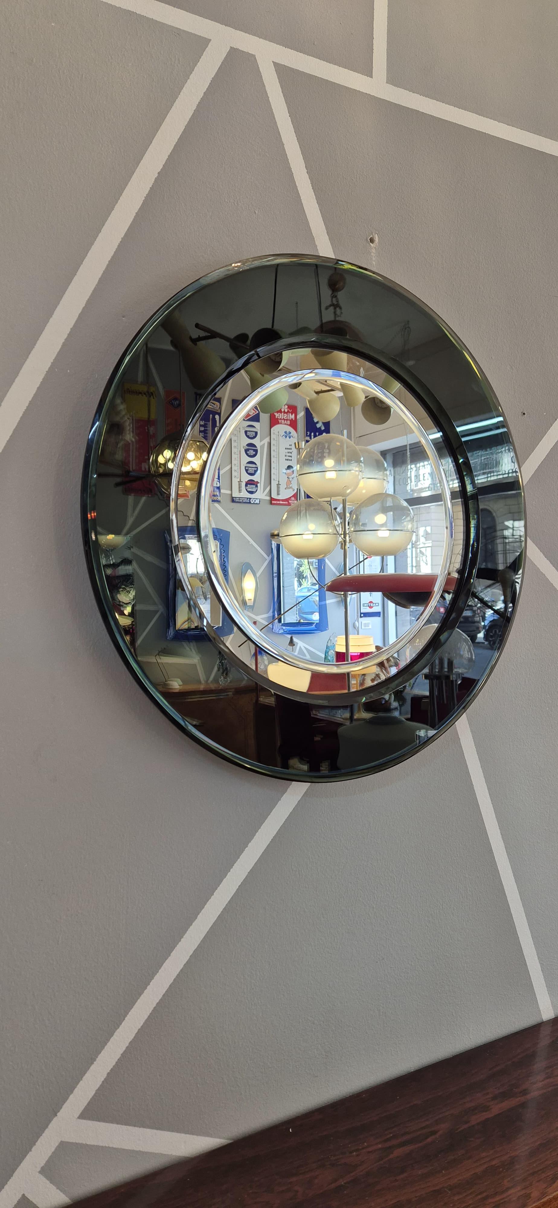 Miroir mural en verre avec cadre coloré Space Age en vente 2