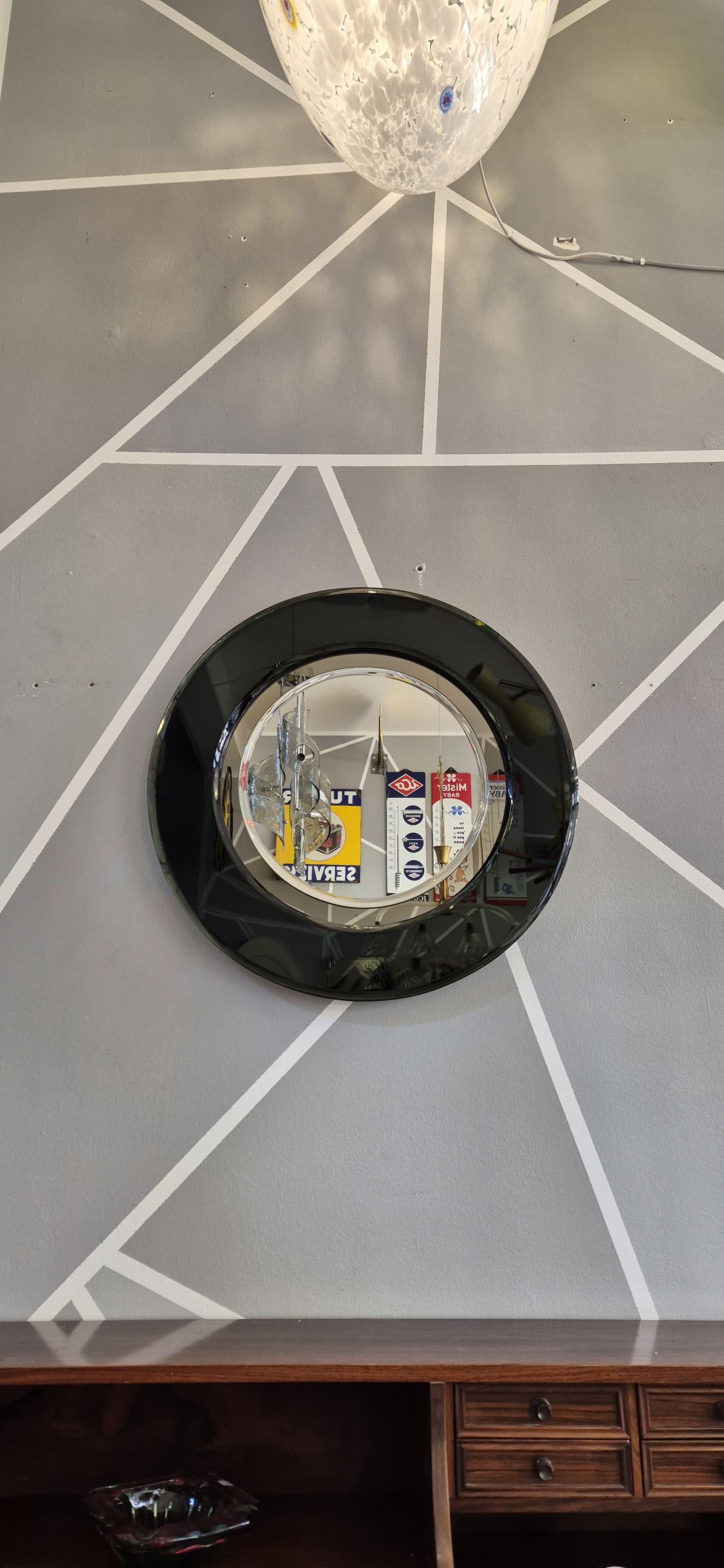 Miroir mural en verre avec cadre coloré Space Age en vente 3