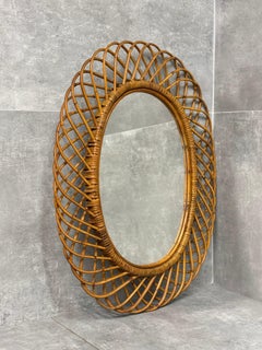 Wicker wall mirror by Franco Albini, 1960s
