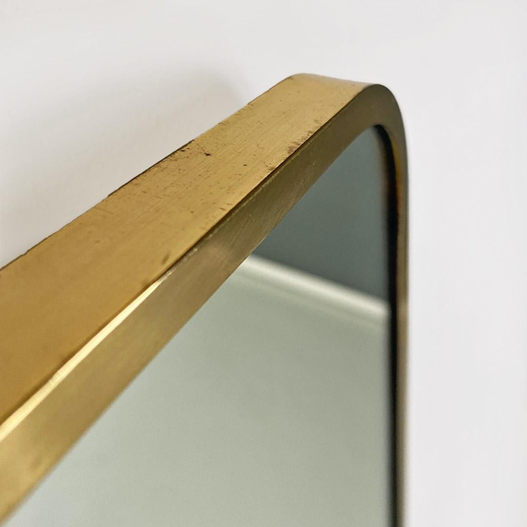 Brass Mid-century Italian wall mirror, with brass frame, ca. 1950. For Sale