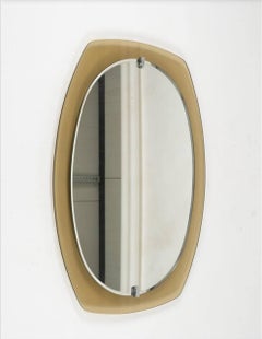 Mid-Century wall mirror with gold glass frame Fontana Arte for Veca