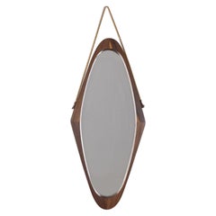 Specchio da parete ovale vintage anni 60 in legno design Italiano