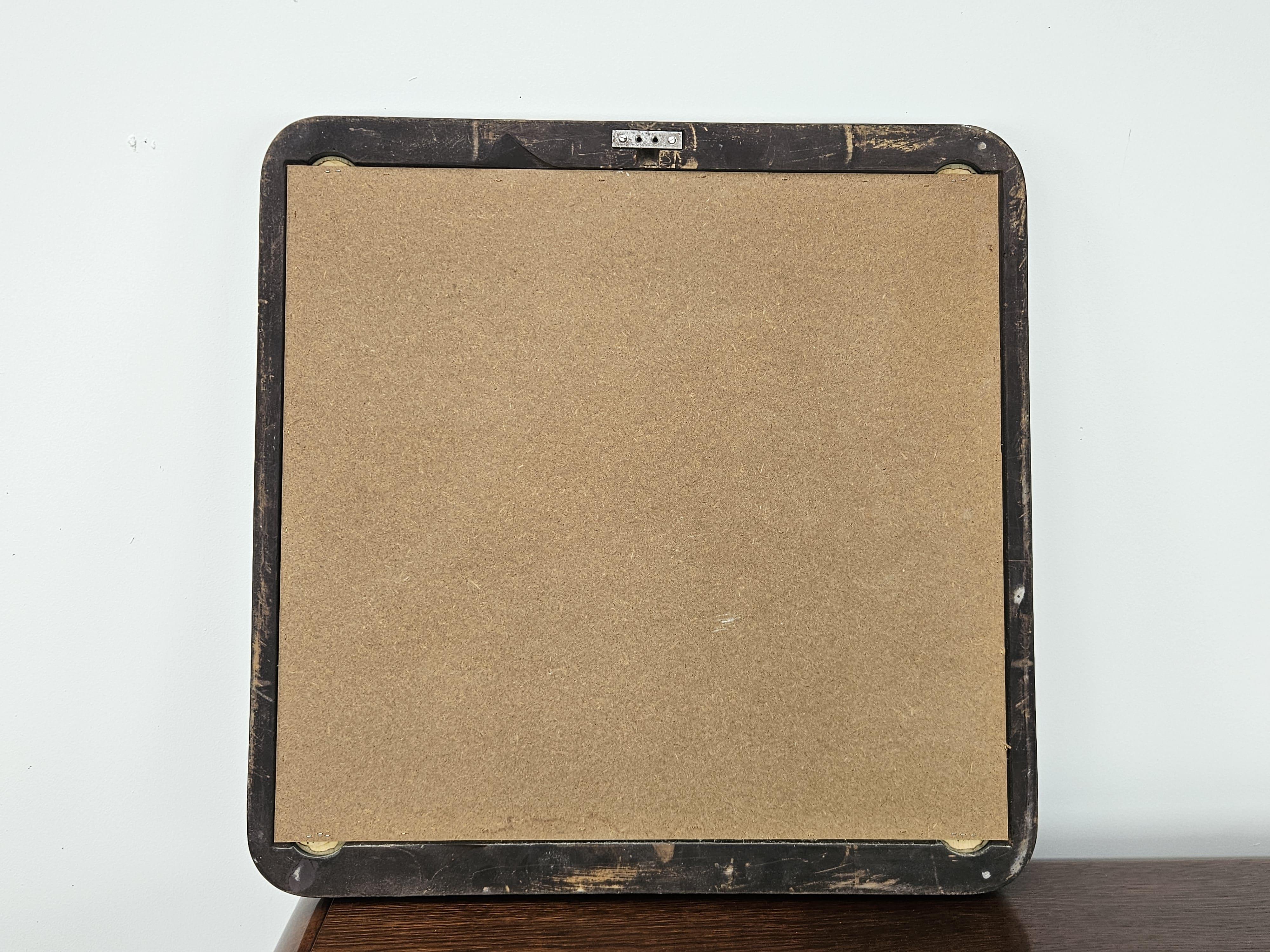 1970s square plastic and skai wall mirror For Sale 4