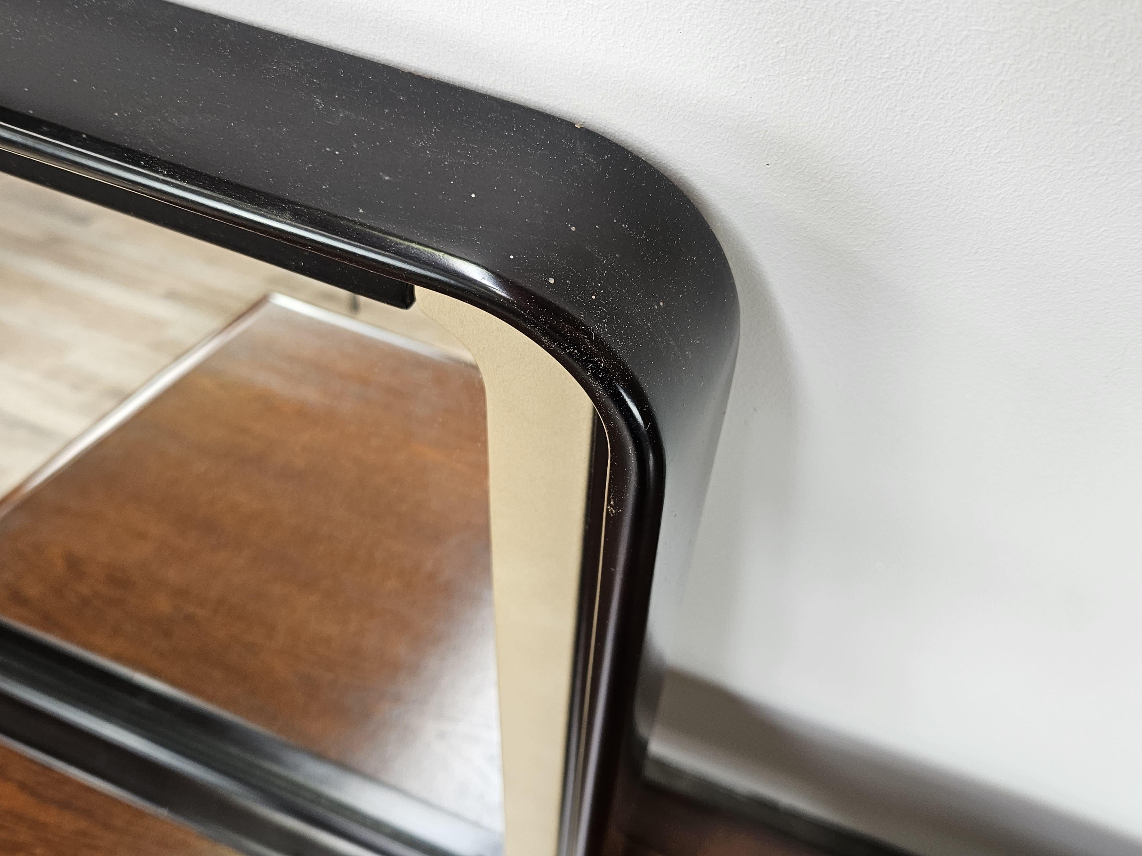 Italian 1970s square plastic and skai wall mirror For Sale