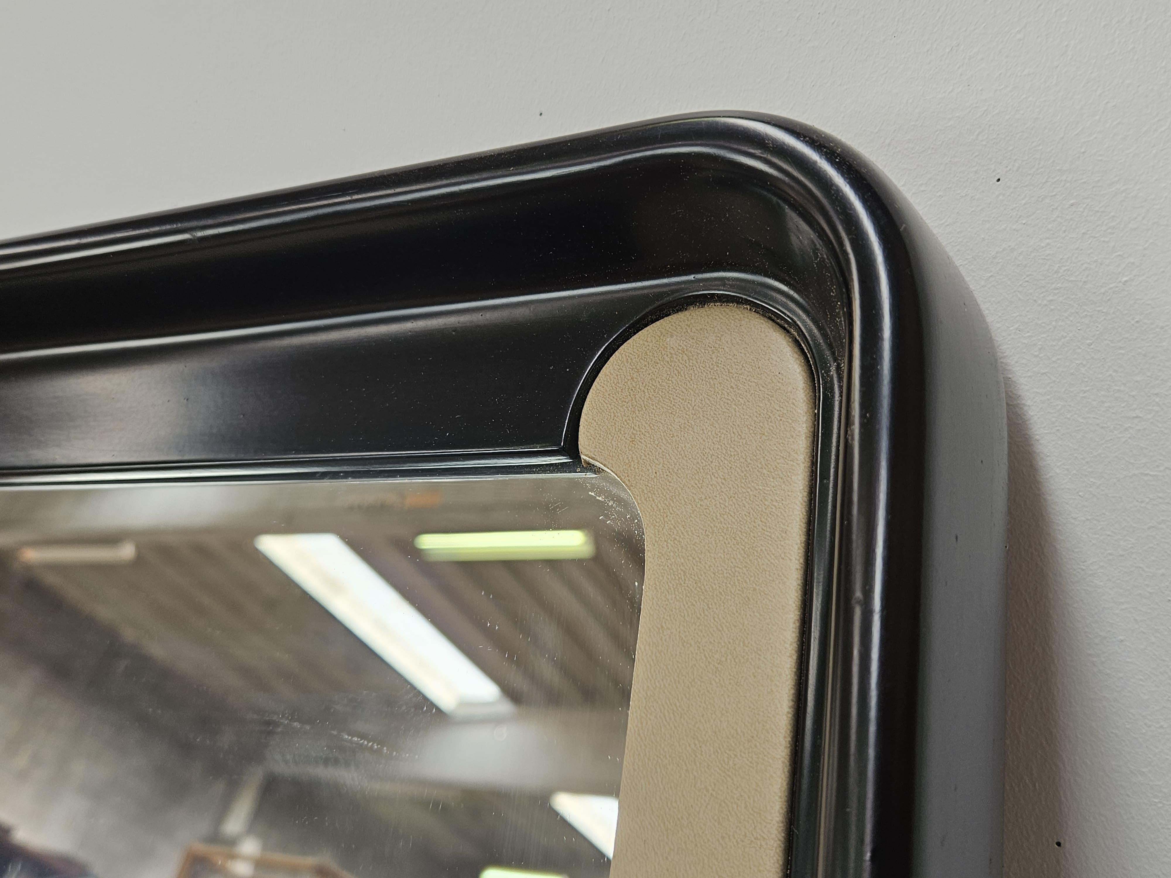 1970s square plastic and skai wall mirror For Sale 1