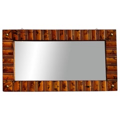 Rectangular Wall Mirror with Bamboo Frame, Italy, 1960s