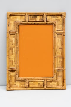 Bamboo rectangular wall mirror, 1970s