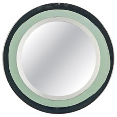 Round wall mirror in Cristal Arte Nile Green glass, Italy, 1960s–1970s