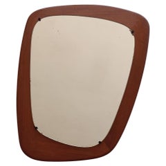 Antique Scandinavian wall mirror with frame  in teak