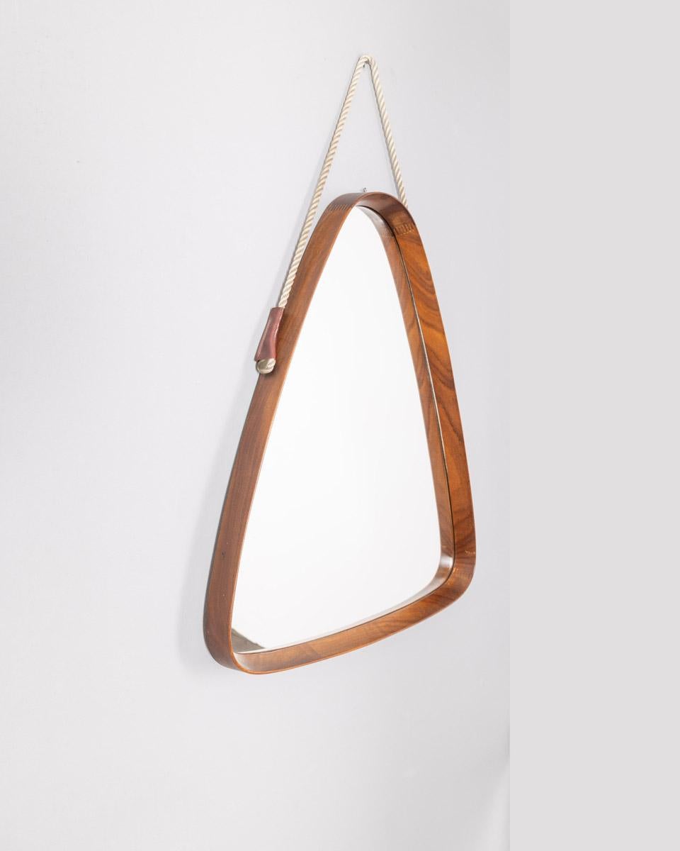 Late 20th Century Miroir mural triangulaire en bois des années 70, design italien en vente