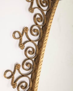 Specchio da parete vintage années 50 en ferro dorato design Pier Luigi Colli