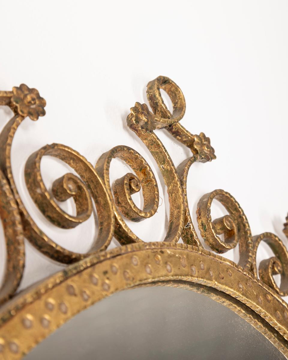 Mid-20th Century Specchio da parete vintage anni 50 in ferro dorato design Pier Luigi Colli For Sale