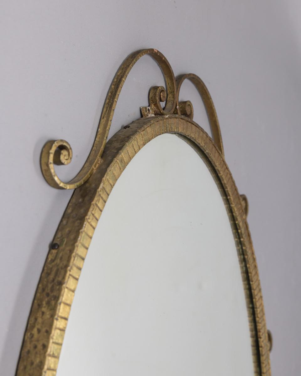 Mid-Century moderno Specchio da parete vintage anni 50 in metallo dorato design Pier Luigi Colli in vendita