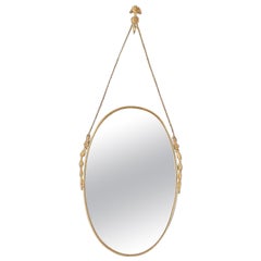 Vintage 50's brass decorated wall mirror Italian design