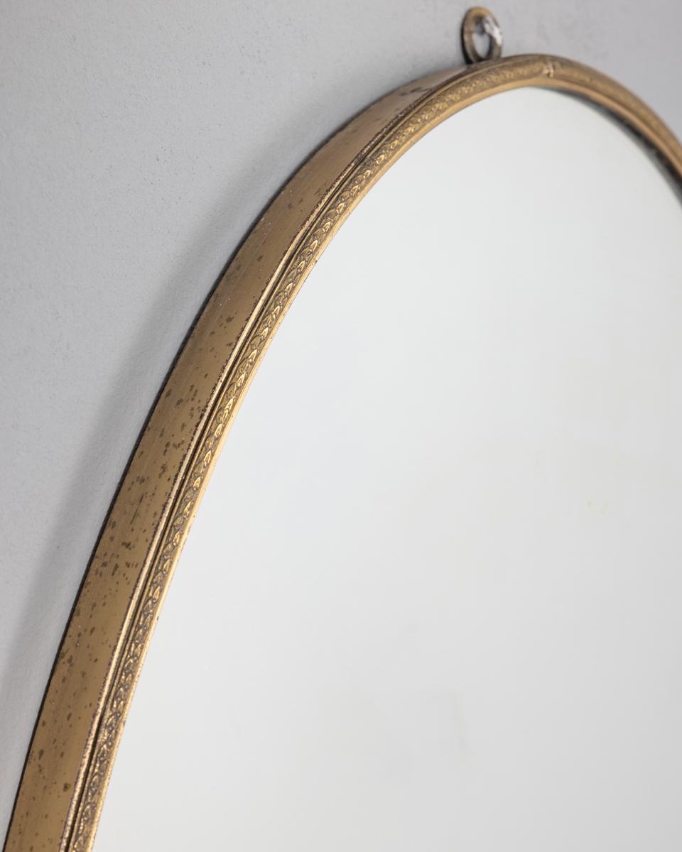 Espejo de pared vintage años 50 de latón dorado diseño italiano Moderno de mediados de siglo