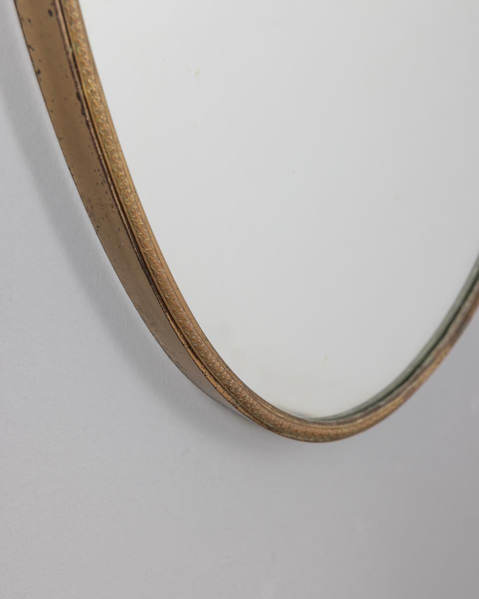 Espejo de pared vintage años 50 de latón dorado diseño italiano Italiano