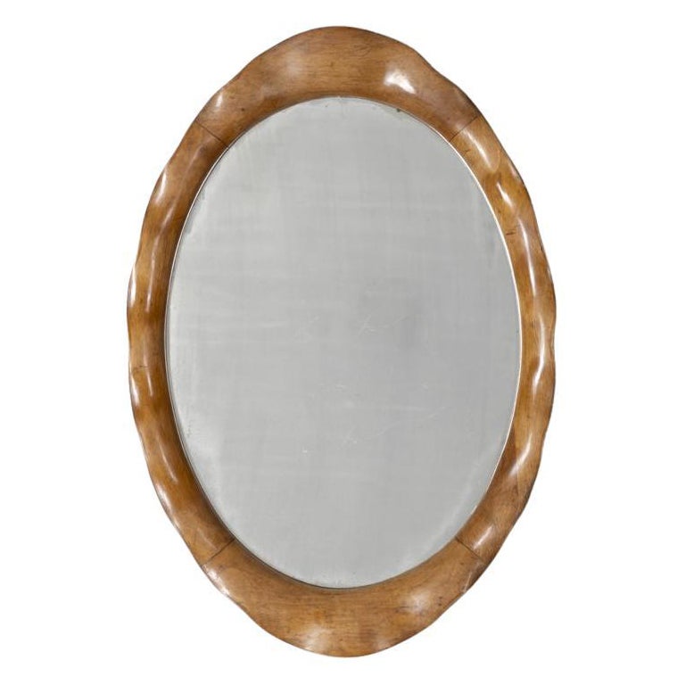Specchio da parete vintage anni 60 il legno ondulato design Italiano in vendita