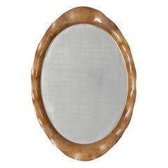 Specchio da parete vintage anni 60 il legno ondulato design Italiano