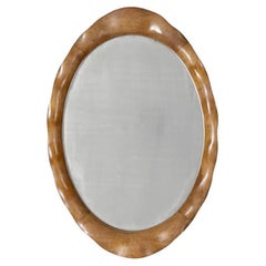 Espejo de pared vintage años 60 madera ondulada diseño italiano