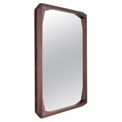 Specchio da parete vintage anni '60 in legno di noce disegnato da Dino Cavalli