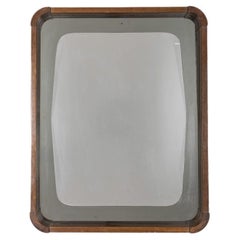 Specchio da parete vintage anni 60 in legno e vetro fumè design Italiano