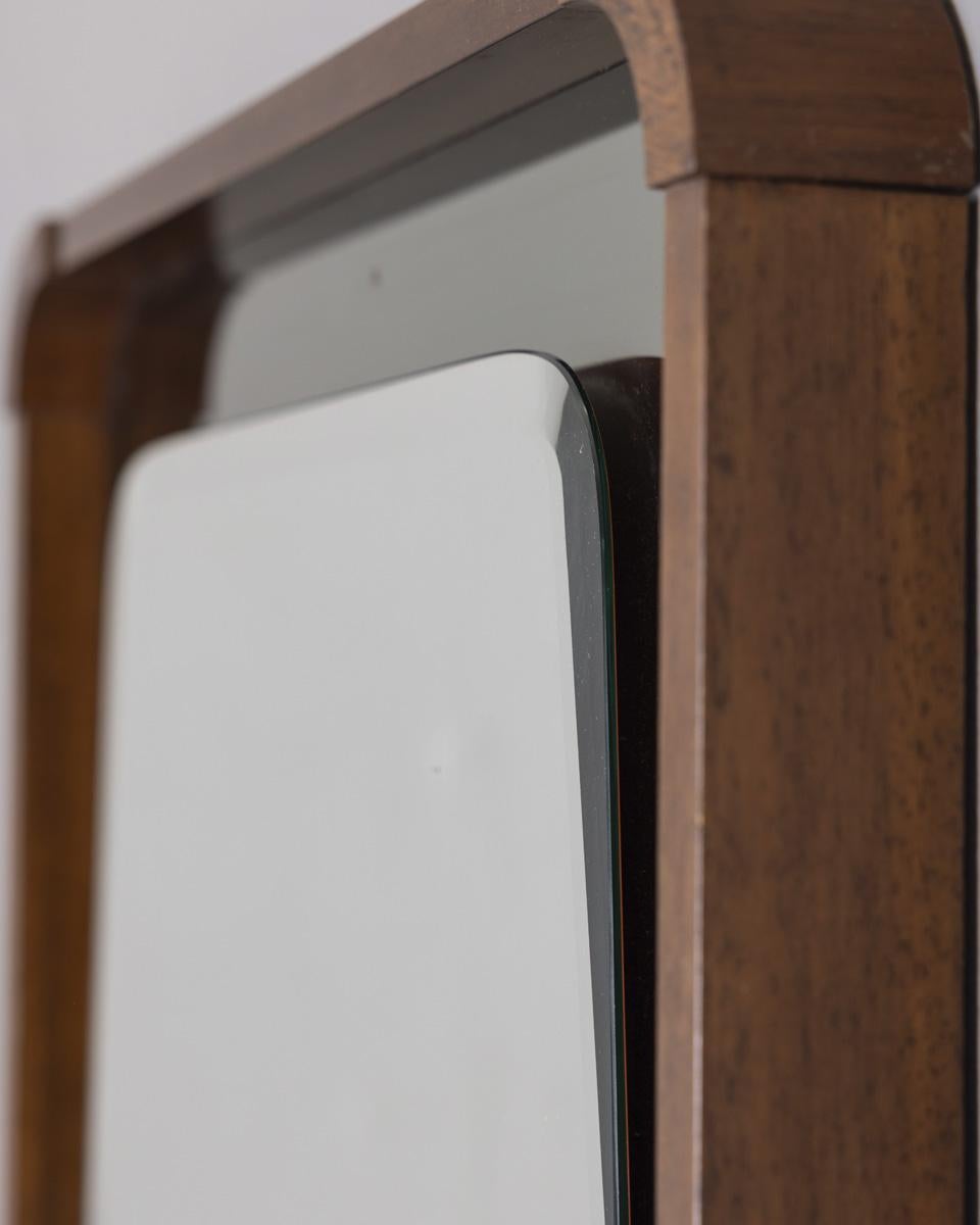 Verre Miroir mural vintage des années 60 en bois et verre fumé design italien en vente