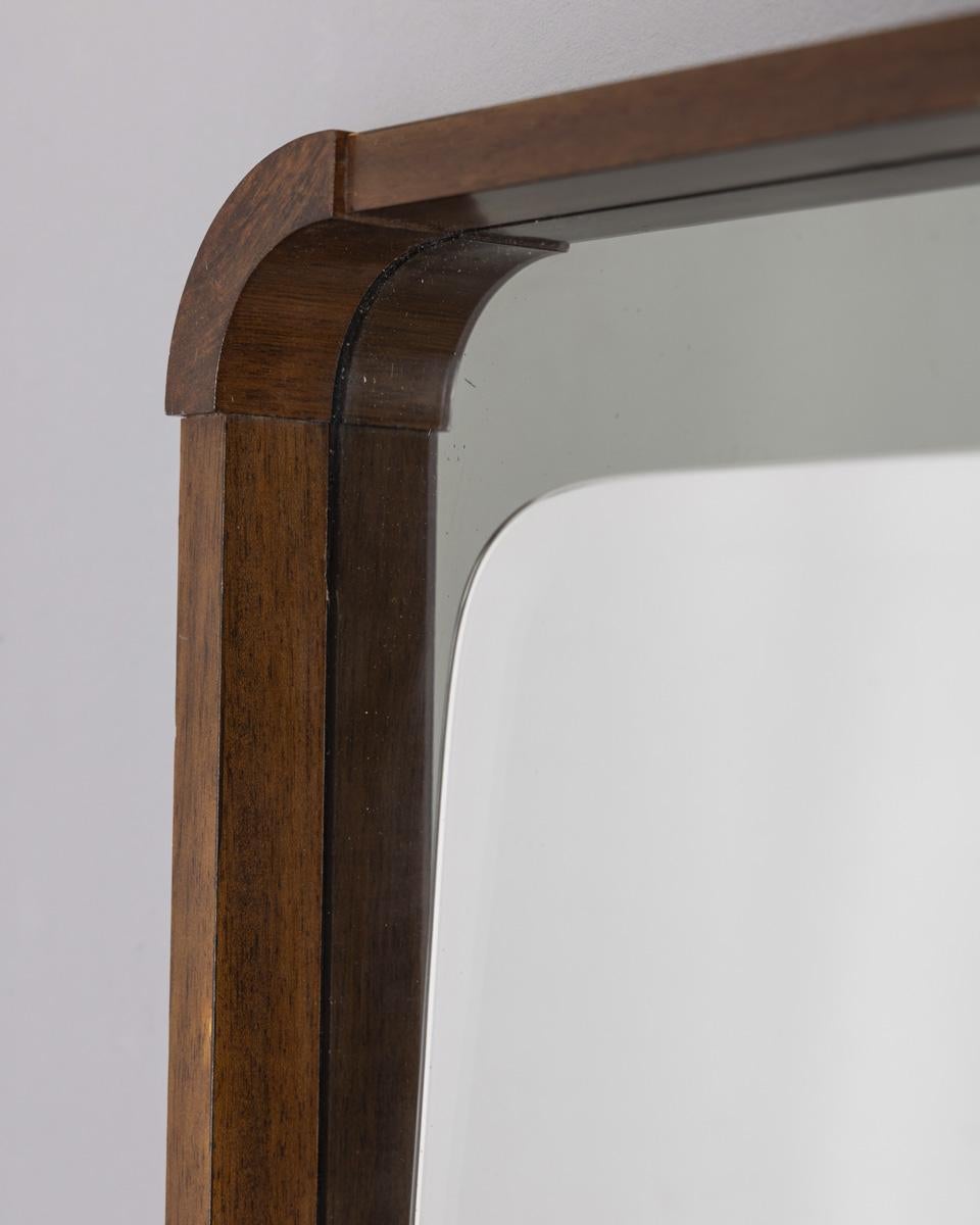 Miroir mural vintage des années 60 en bois et verre fumé design italien en vente 1