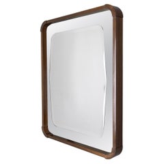 Miroir mural vintage des années 60 en bois et verre fumé design italien
