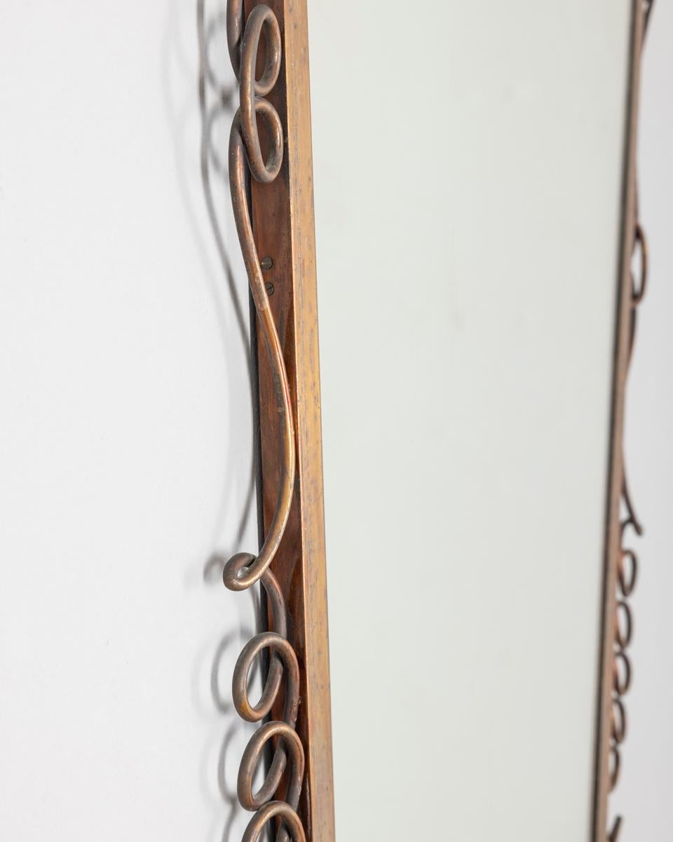 Mid-Century Modern Specchio da parete vintage anni 60 in ottone design Pier Luigi Colli For Sale