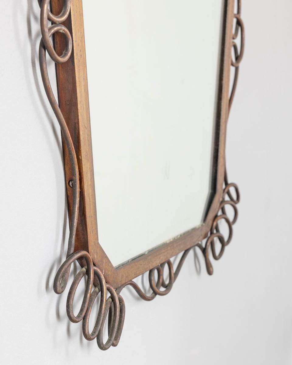 Italian Specchio da parete vintage anni 60 in ottone design Pier Luigi Colli For Sale