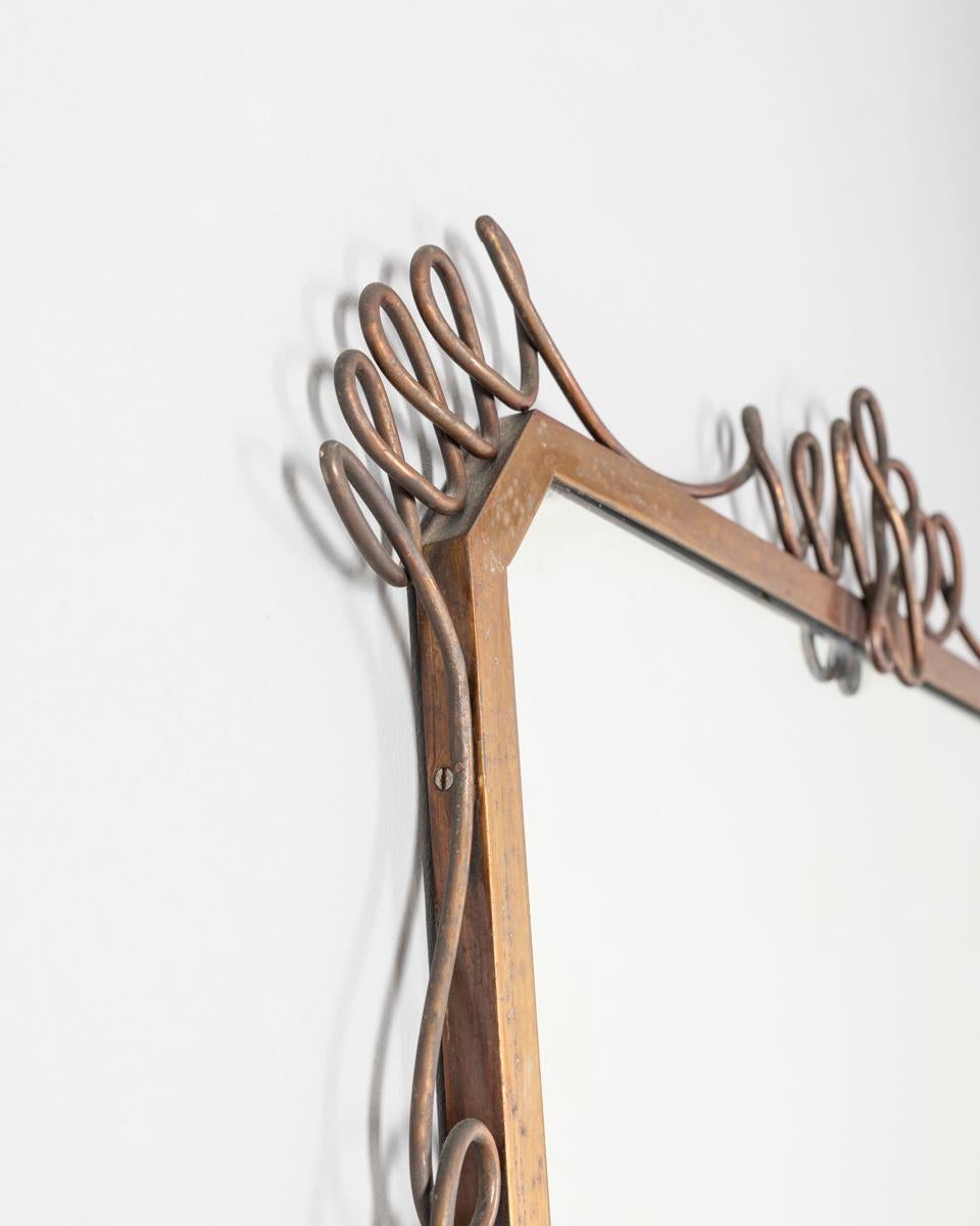Mid-20th Century Specchio da parete vintage anni 60 in ottone design Pier Luigi Colli For Sale
