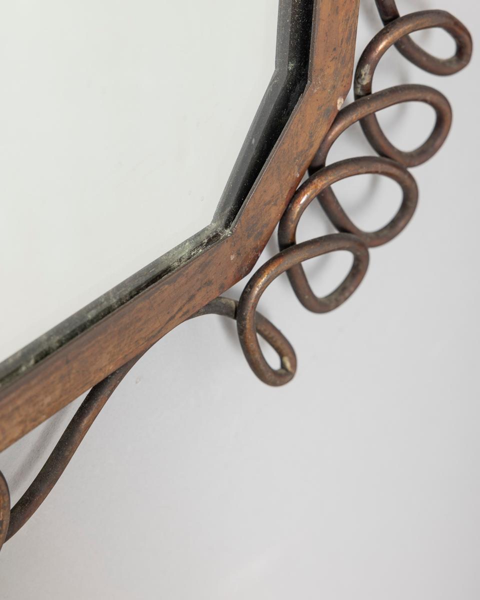 Specchio da parete vintage anni 60 in ottone design Pier Luigi Colli For Sale 1