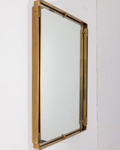 Vintage 60s brass wall mirror vintage design Sant'Ambrogio and De Berti