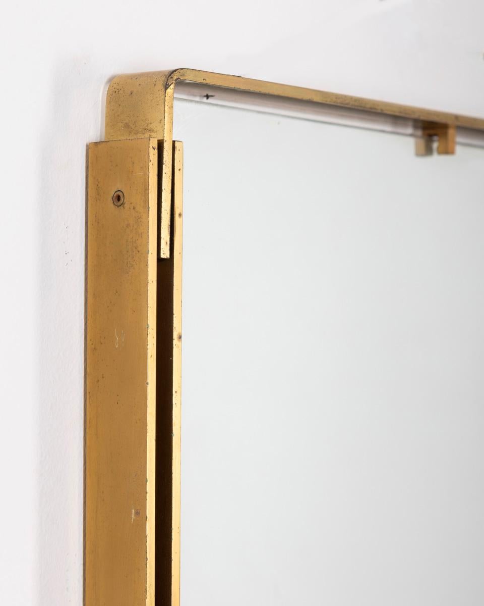Mid-20th Century Vintage 60s brass wall mirror vintage design Sant'Ambrogio and De Berti For Sale