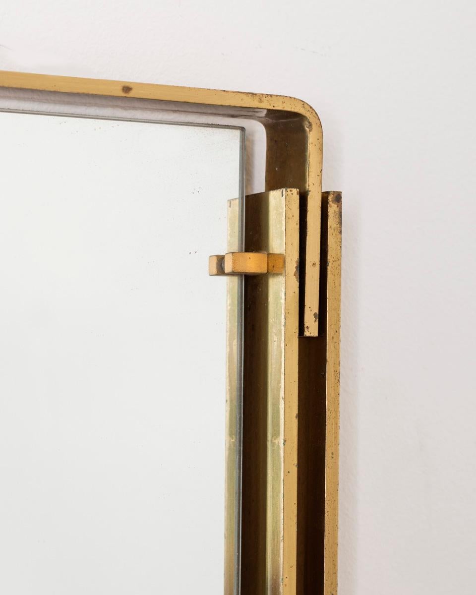 Brass Vintage 60s brass wall mirror vintage design Sant'Ambrogio and De Berti For Sale