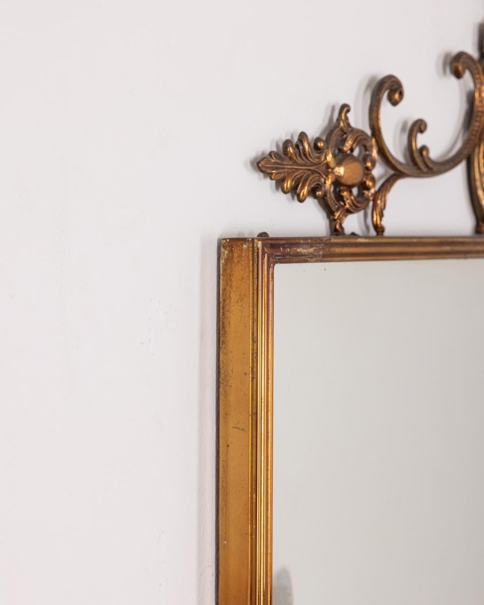 Mid-20th Century Specchio da parete vintage anni 60 in ottone dorato design Italiano