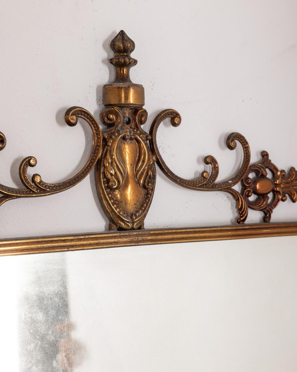 Specchio da parete vintage anni 60 in ottone dorato design Italiano 1