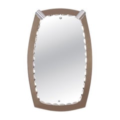Vintage 1960s smoked glass wall mirror with spotlights Italian design