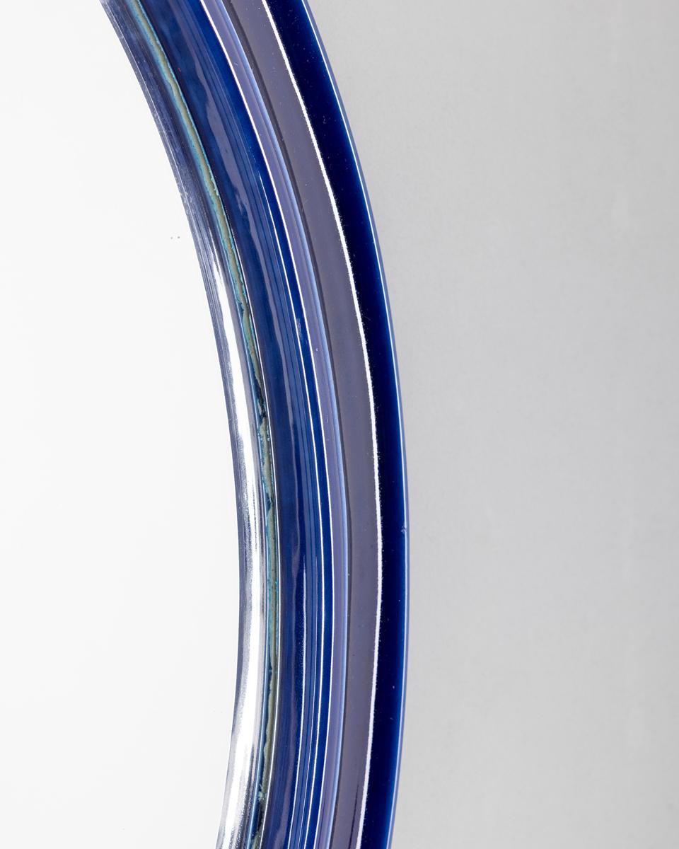 Specchio da parete vintage anni 70 in ceramica blu design Italiano (Late 20th Century) im Angebot