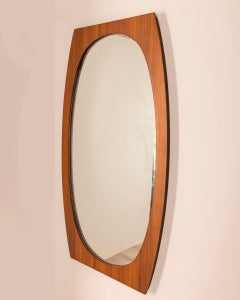 Miroir mural vintage en bois des années 70, design Gianfranco Frattini