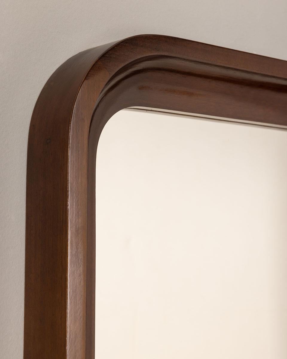 Mid-Century Modern Miroir mural en bois vintage des années 70, design italien