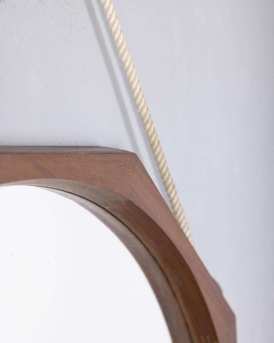 Espejo de pared vintage años 70 de madera y cuerda diseño italiano en Bueno estado para la venta en None, IT