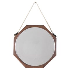 Espejo de pared vintage años 70 de madera y cuerda diseño italiano