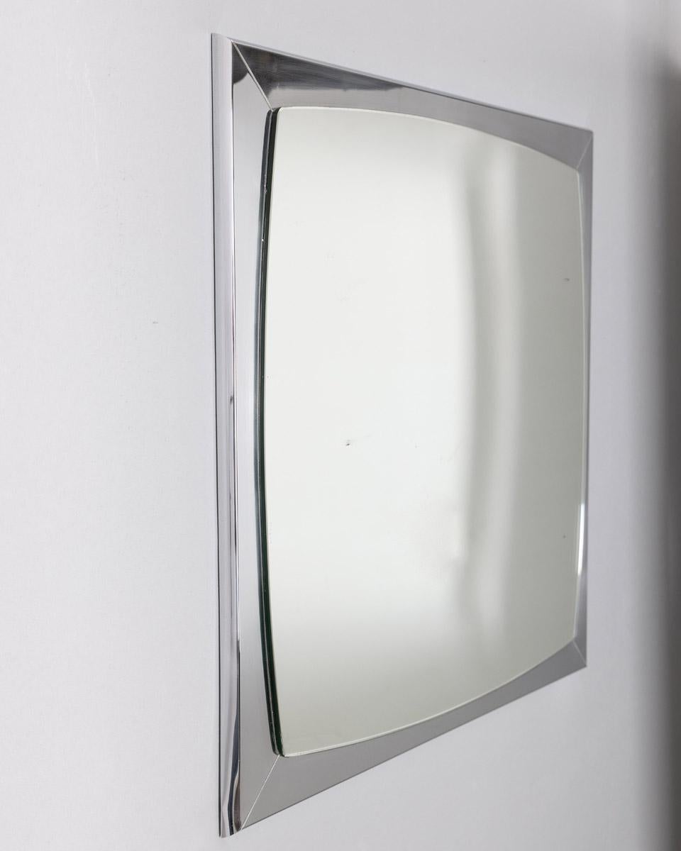 Métal Miroir mural vintage des années 70 en métal chromé Design italien en vente