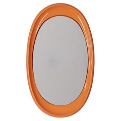 Miroir mural vintage des années 70 en plastique orange design italien